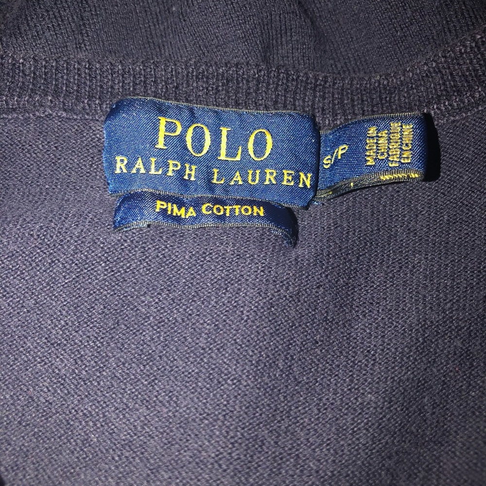 Polo Ralph Lauren navy Pima cotton v-neck top size S - Picture 2 of 3